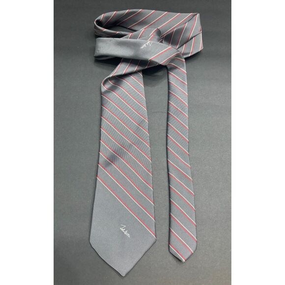 John Weitz Gray Diagonal Stripe Silk-Blend Tie – Men's Classic Business Necktie - Picture 5 of 5